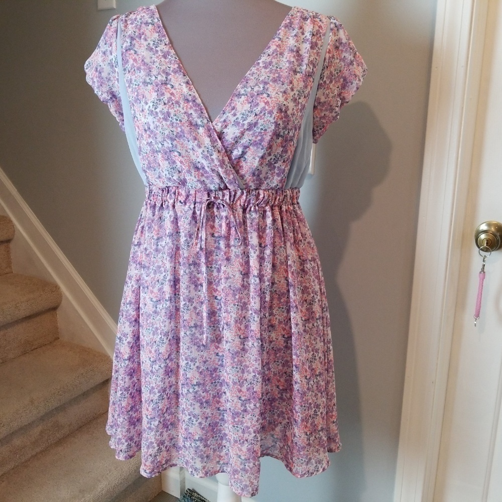 Princess Vera Wang pink & purple floral dress Medium Juniors
